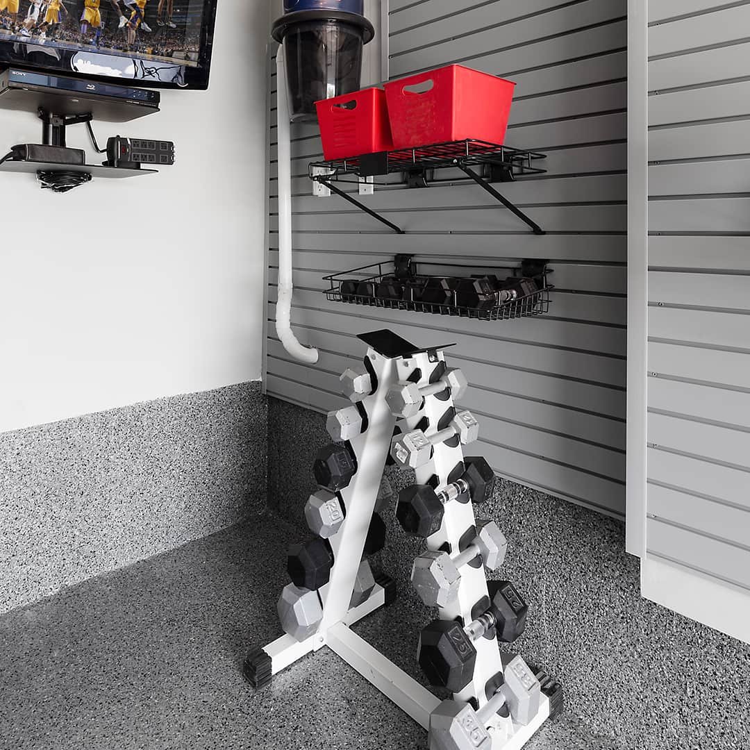 dumbells fitness - The Fitness Room Garage - Garage Living
