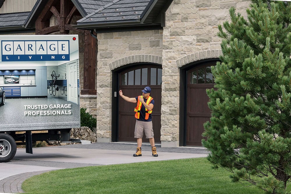 Garage Living installation process truck arriving