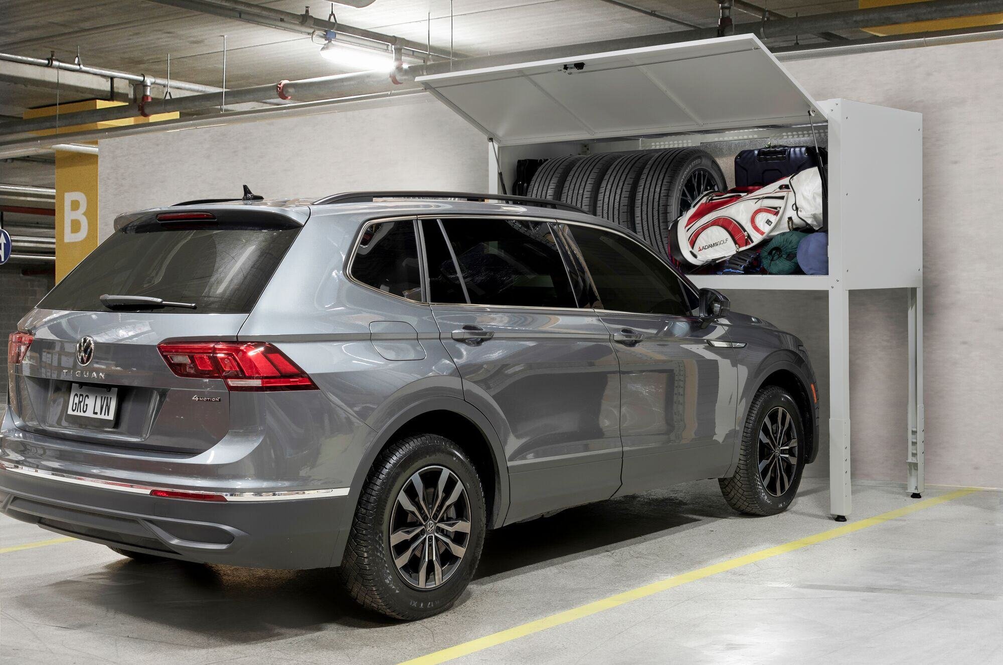 Fully concealed storage that can hold up to 1000 lbs. - The Parking Looker by Garage Living