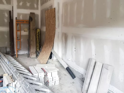 Custom Steel Cabinetry System - Garage Living Makeover before