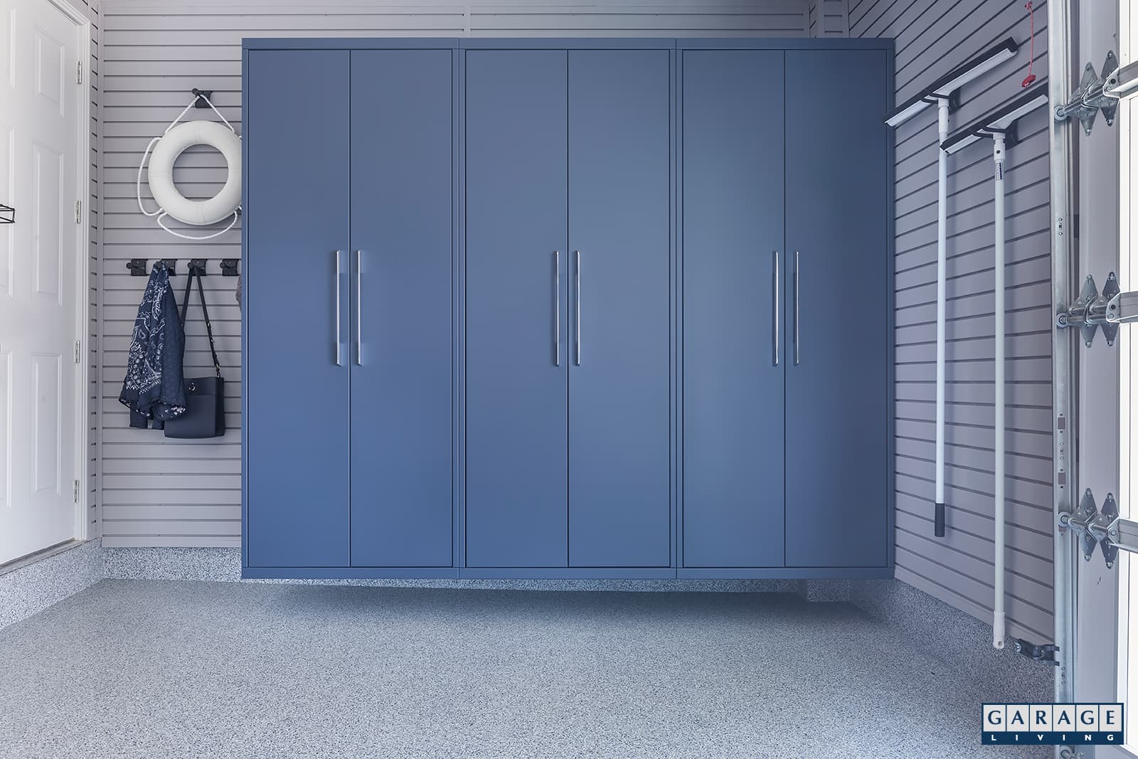 Harbor Blue Cabinets - Garage Living