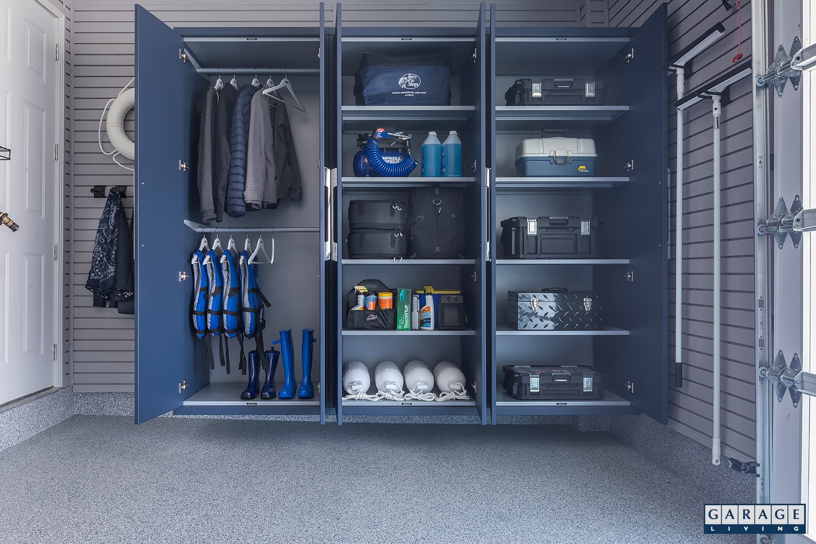 Harbor Blue Garage organization- Garage Living